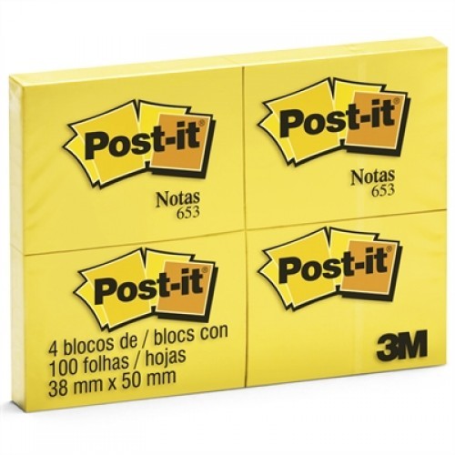 Post-it 653 C/4 Blocos 38x50mm Amarelo