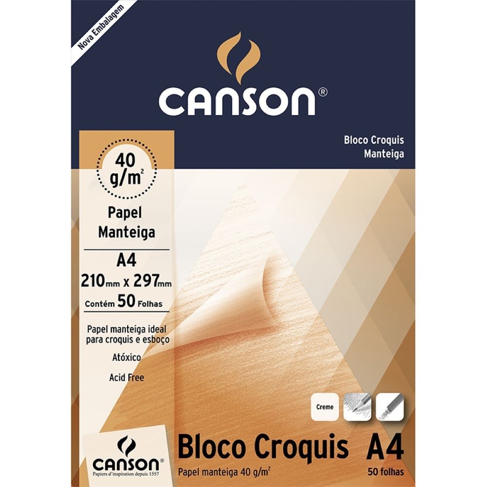 Bloco Canson Manteiga A4 41g - 50 fls 