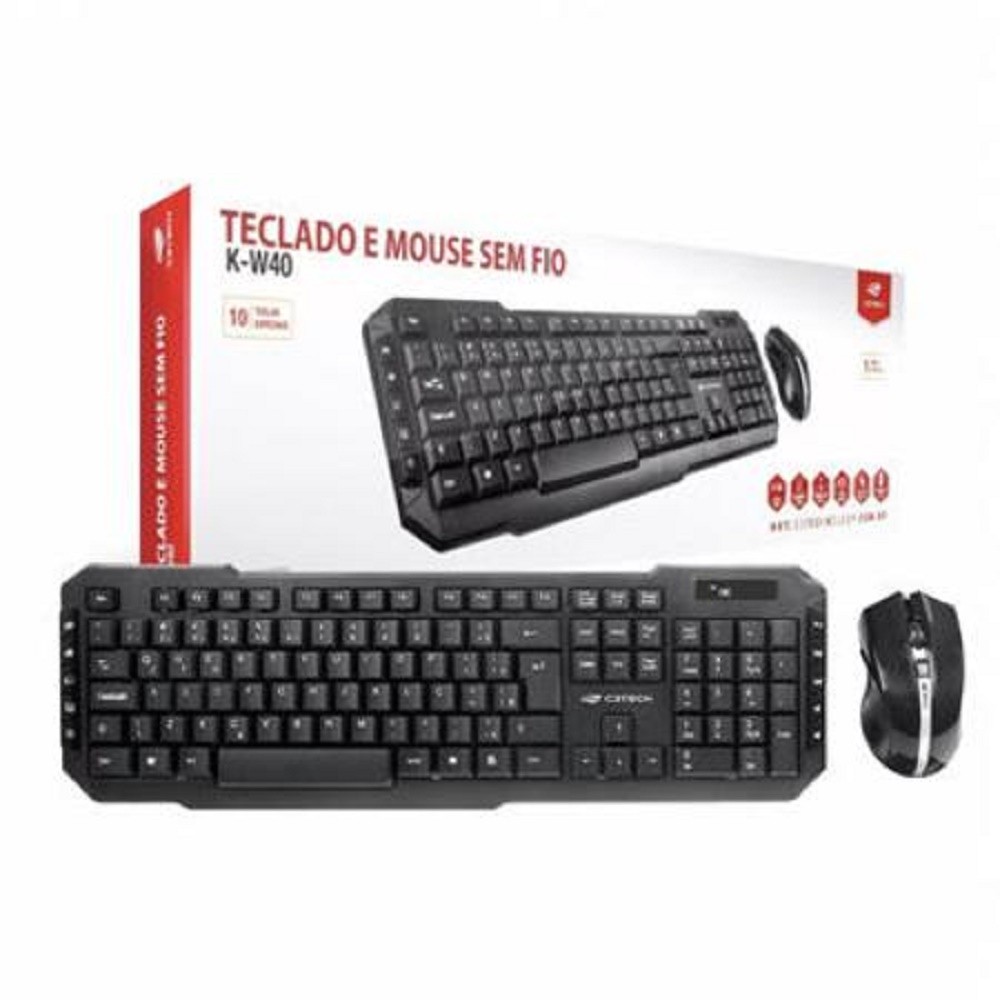 Kit Teclado E Mouse Sem Fio K-w40bk C3 Tech