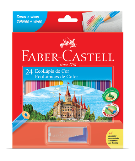 Lápis De Cor 24 Cores Faber Castell + 1 Apontador