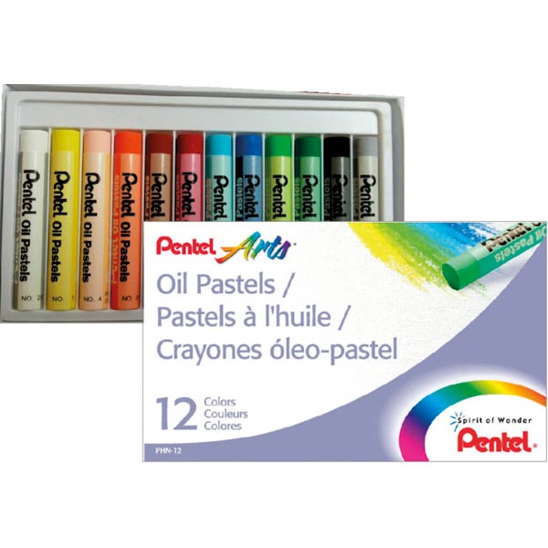 Giz Pastel Oleoso Estojo com 12 cores Pentel