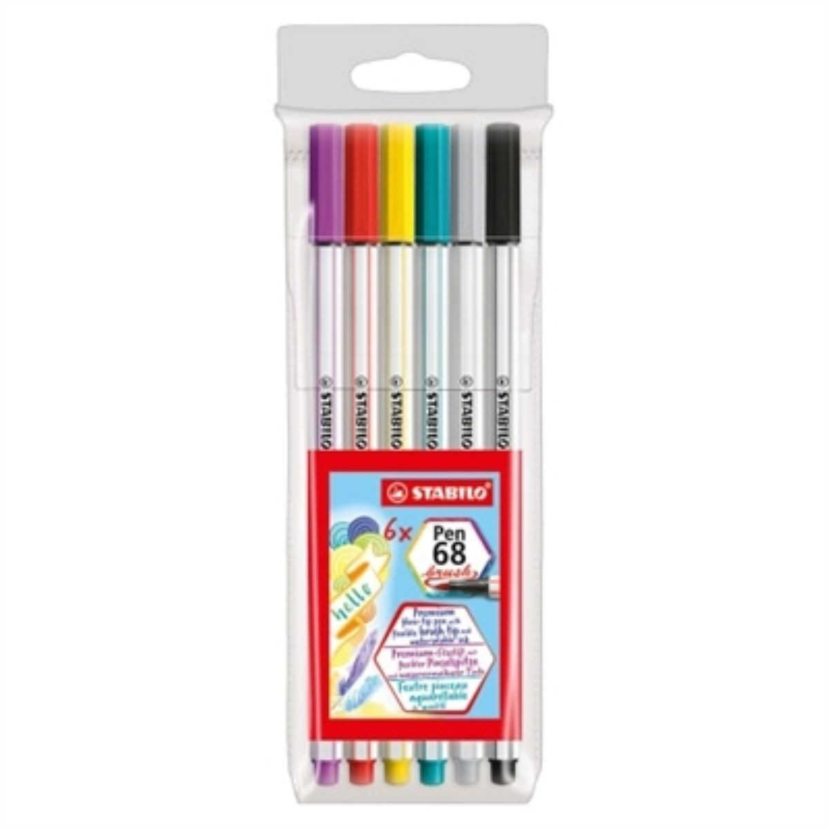 Caneta Brush Stabilo Pen 68 com 06 cores 