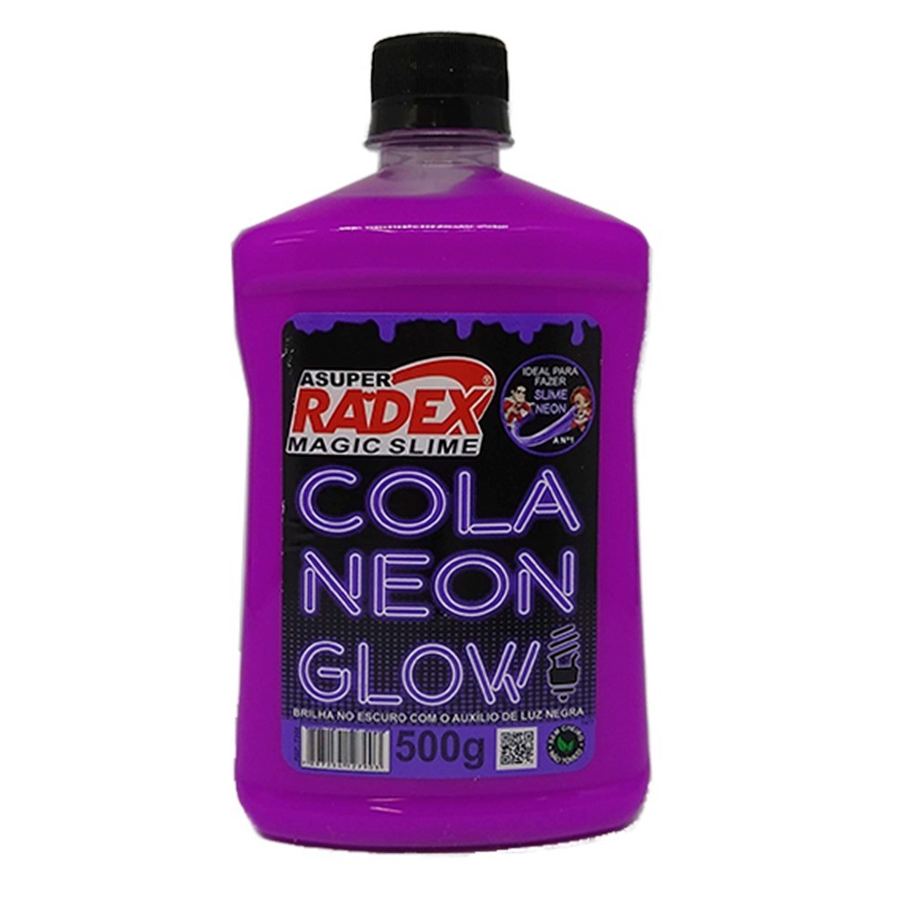 Cola Radex para Slime 500g Neon Glow Violeta 
