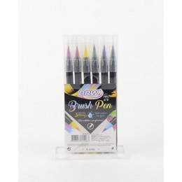 Caneta Brush Pen BRW c/06 cores pasteis