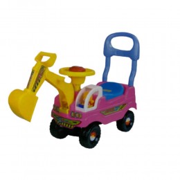 Carrinho Andador Infantil Escavadeira Rosa Toy Mix