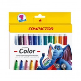 Caneta Hidrográfica 12 cores - Compactor Color