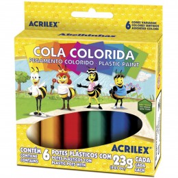 Cola Colorida Acrilex c/6 cores