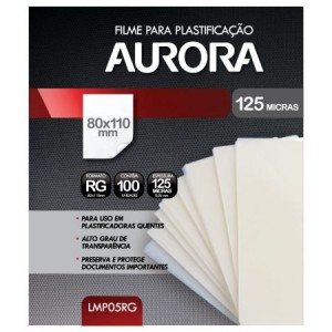 Filme para Plastificação Aurora - Tamanho RG - 100 Folhas
